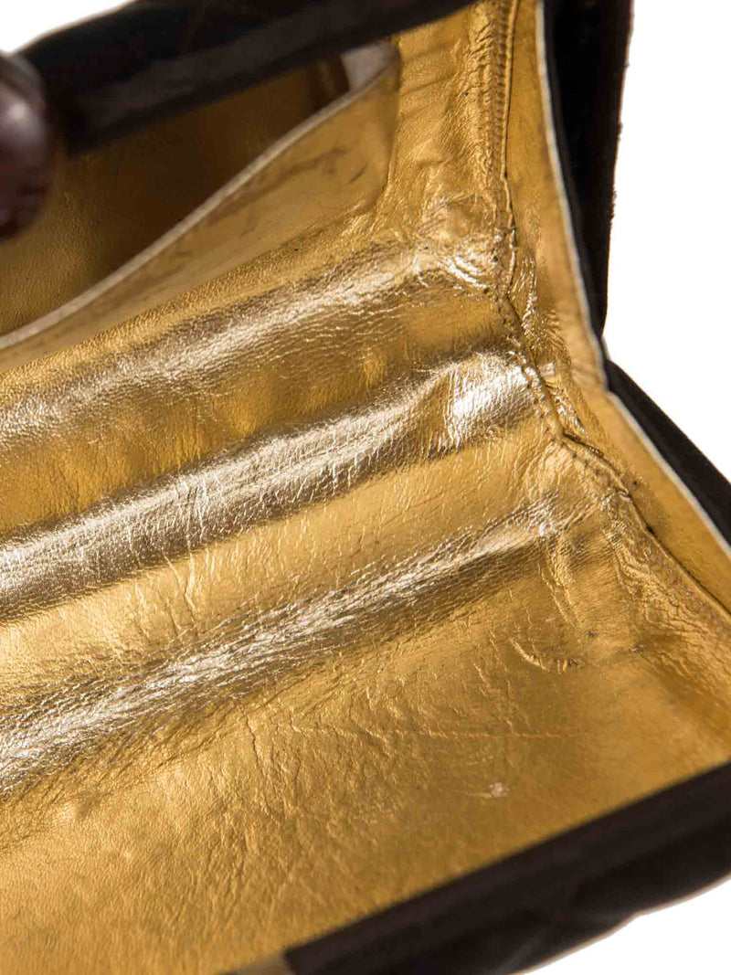 CHANEL CC Logo Vintage Quilted Silk Lucite Chain Mini Bag Brown-designer resale