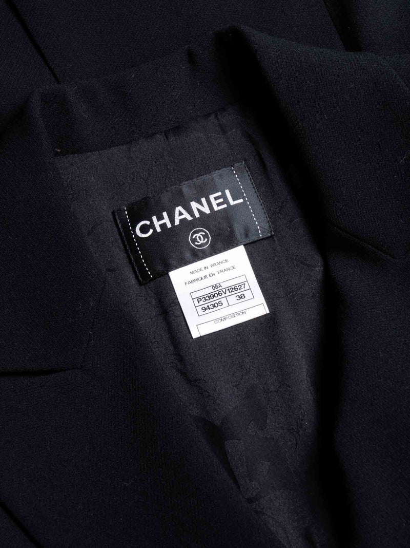 CHANEL CC Logo Wool Tweed Fitted Jacket Black-designer resale