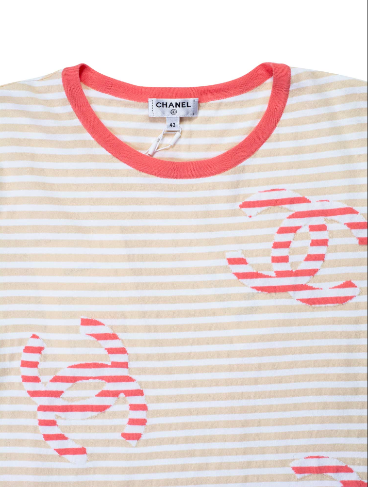 Chanel - Authenticated Top - Cotton Pink Striped for Women, Very Good Condition