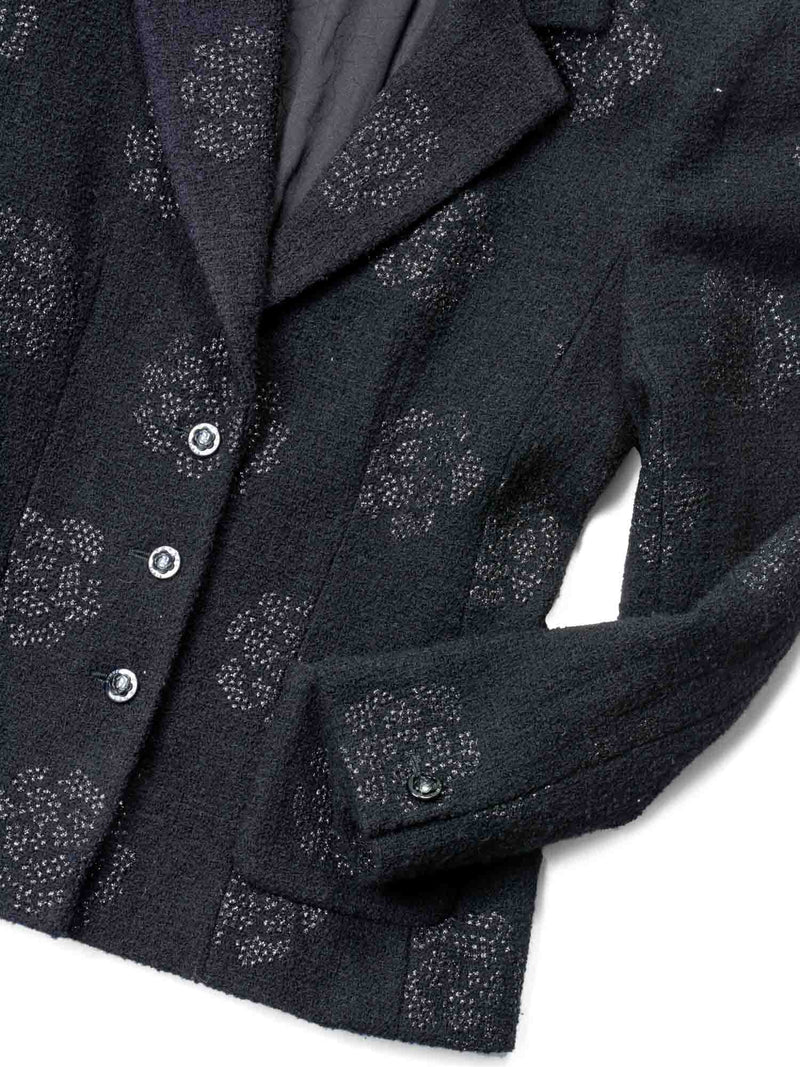 CHANEL Fantasy Tweed Camellia Flower Embroidered Jacket Black-designer resale