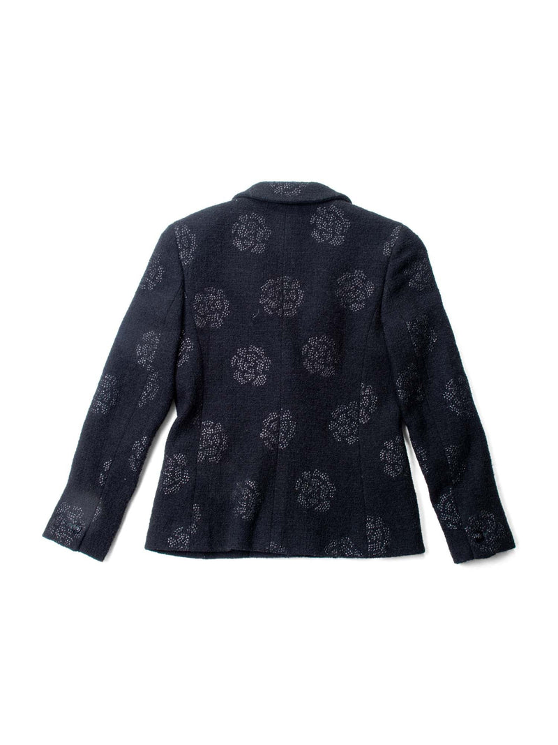 CHANEL Fantasy Tweed Camellia Flower Embroidered Jacket Black-designer resale