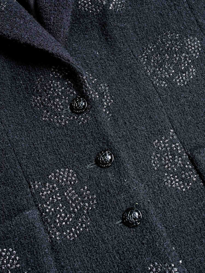 CHANEL Fantasy Tweed Camellia Flower Embroidered Jacket Black-designer resale