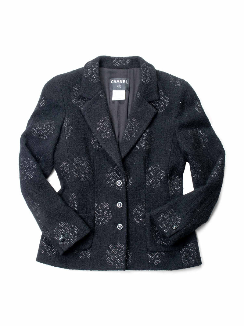 Chanel Tweed Jacket With Camelia Buttons