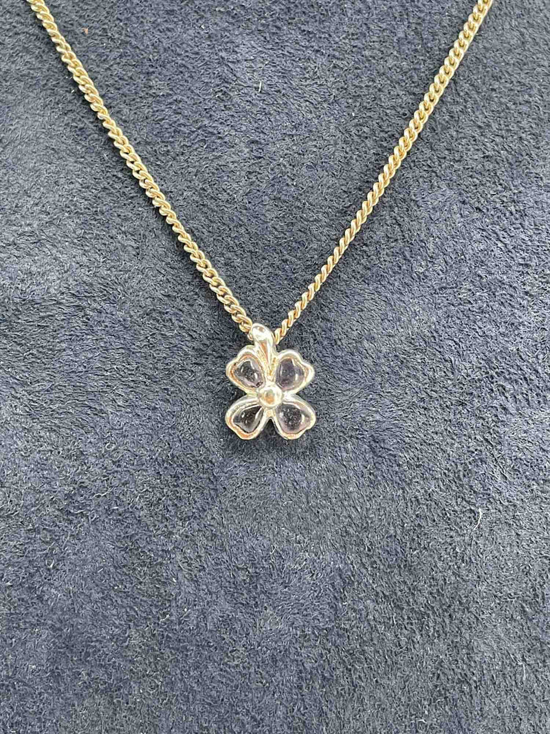 CHANEL Good Luck Clover Choker Necklace Purple Stone Silver-designer resale