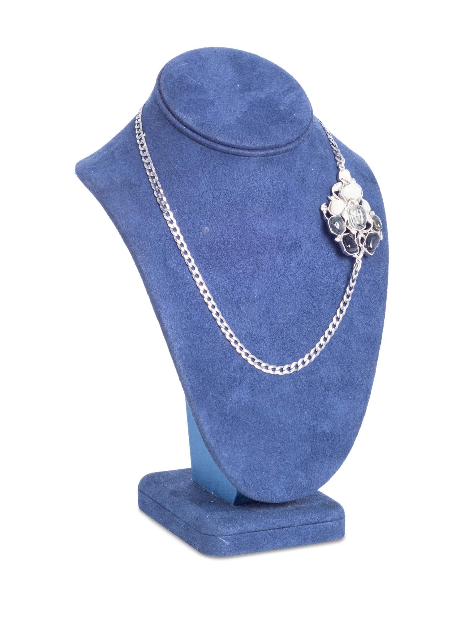 CHANEL Gripoix Cabochon Silver Pearl Necklace White Black-designer resale