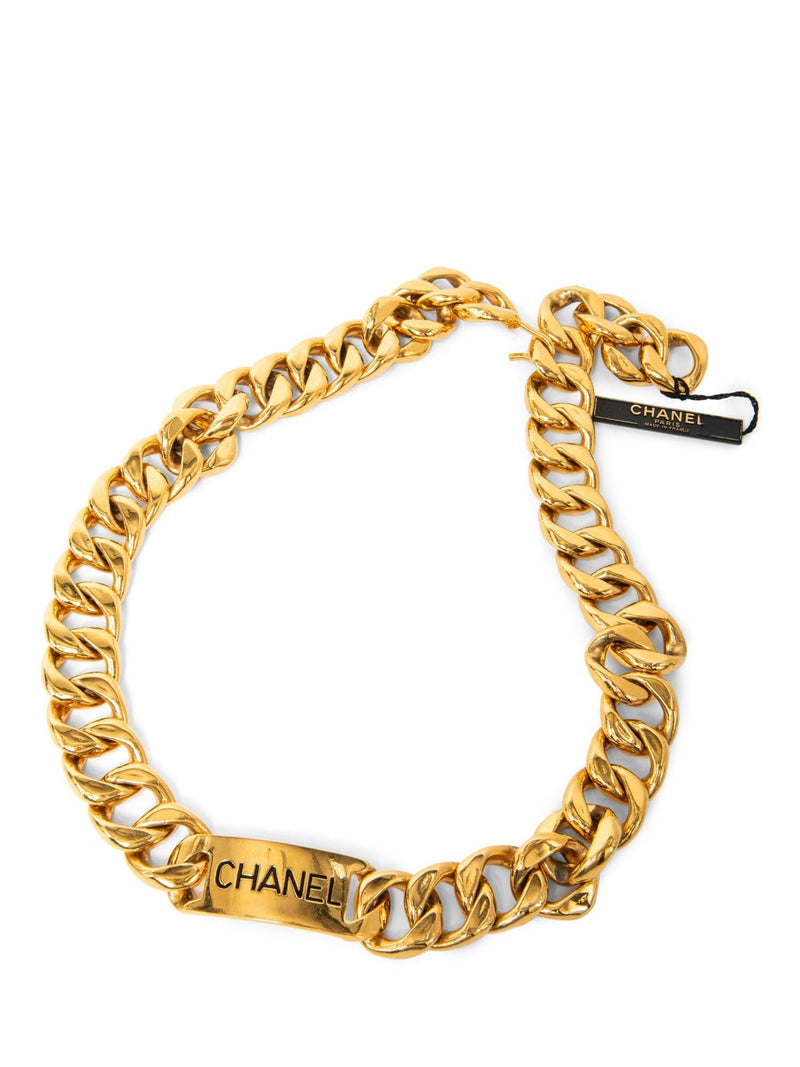 CHANEL Logo 24K Gold Plated Chunky Chain Belt-designer resale