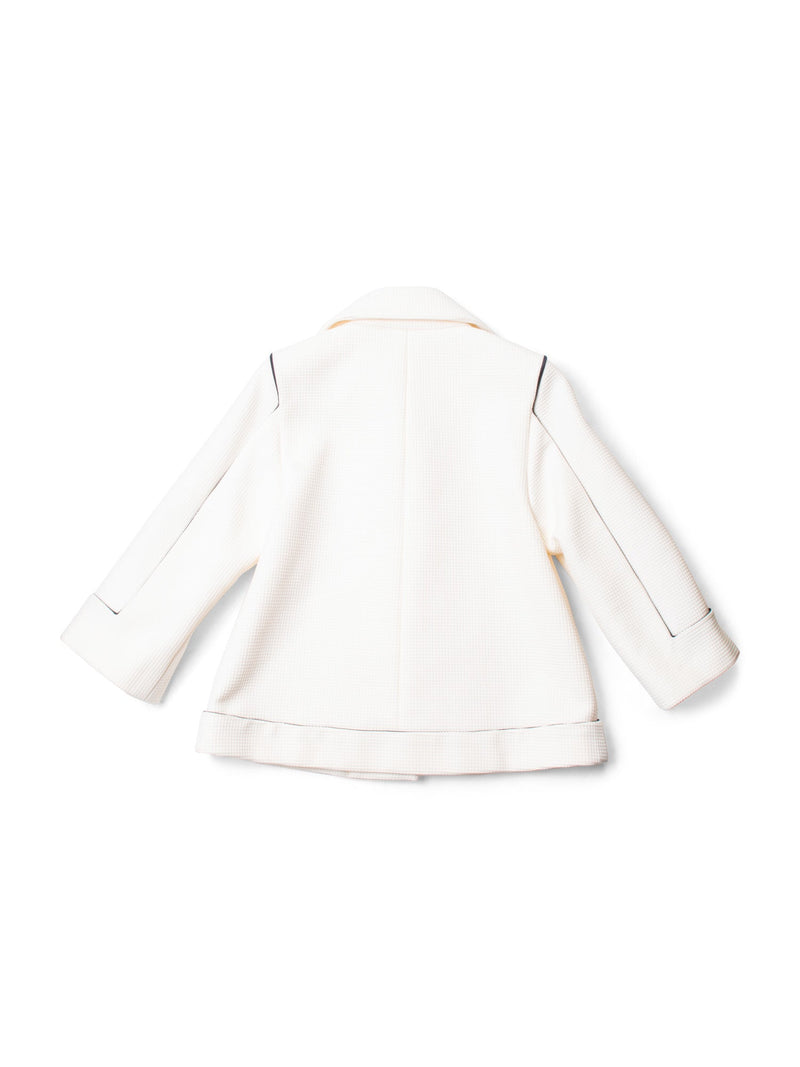 CHANEL Logo Cotton Tweed Jacket White Black-designer resale