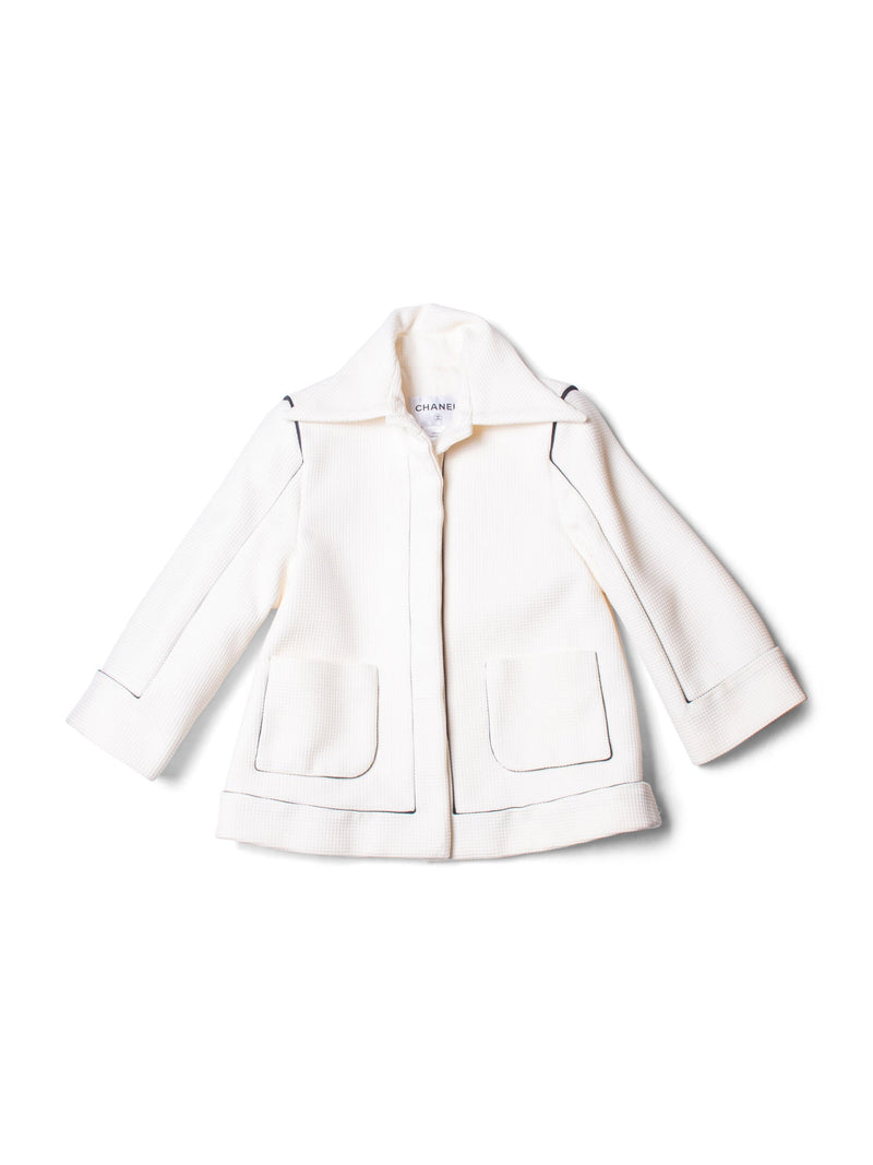 CHANEL Logo Cotton Tweed Jacket White Black-designer resale