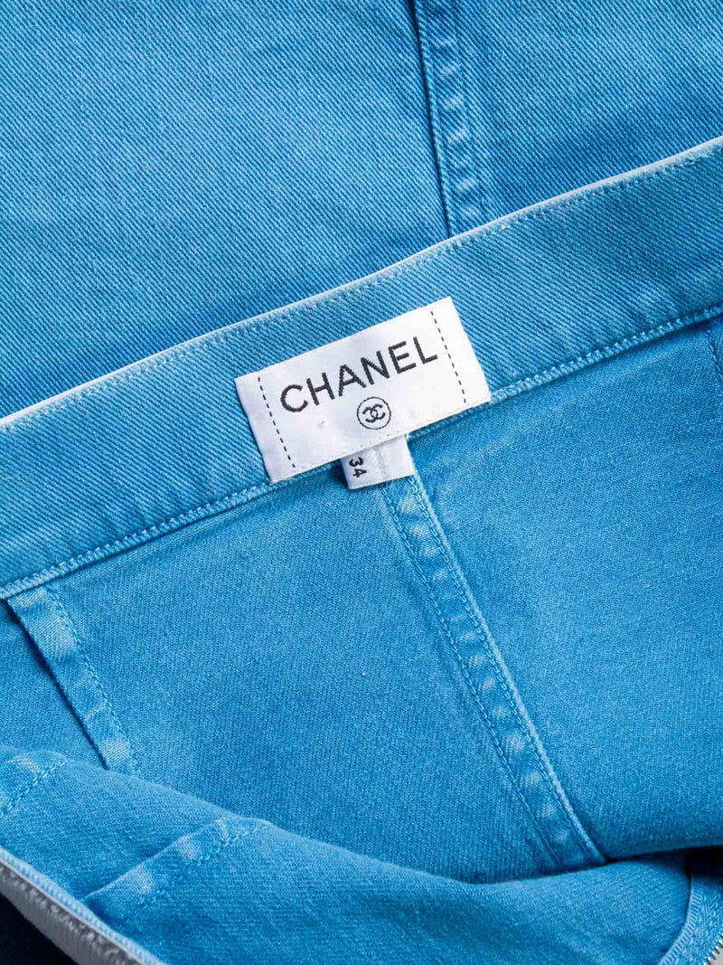 CHANEL Logo Denim Mini Skirt Blue-designer resale