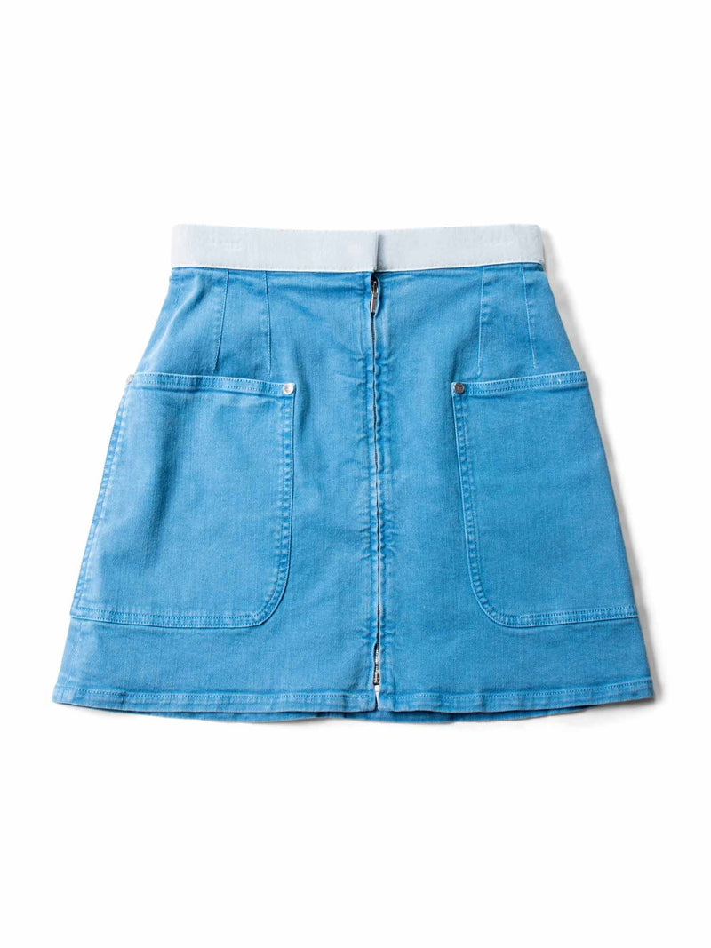 CHANEL Logo Denim Mini Skirt Blue-designer resale