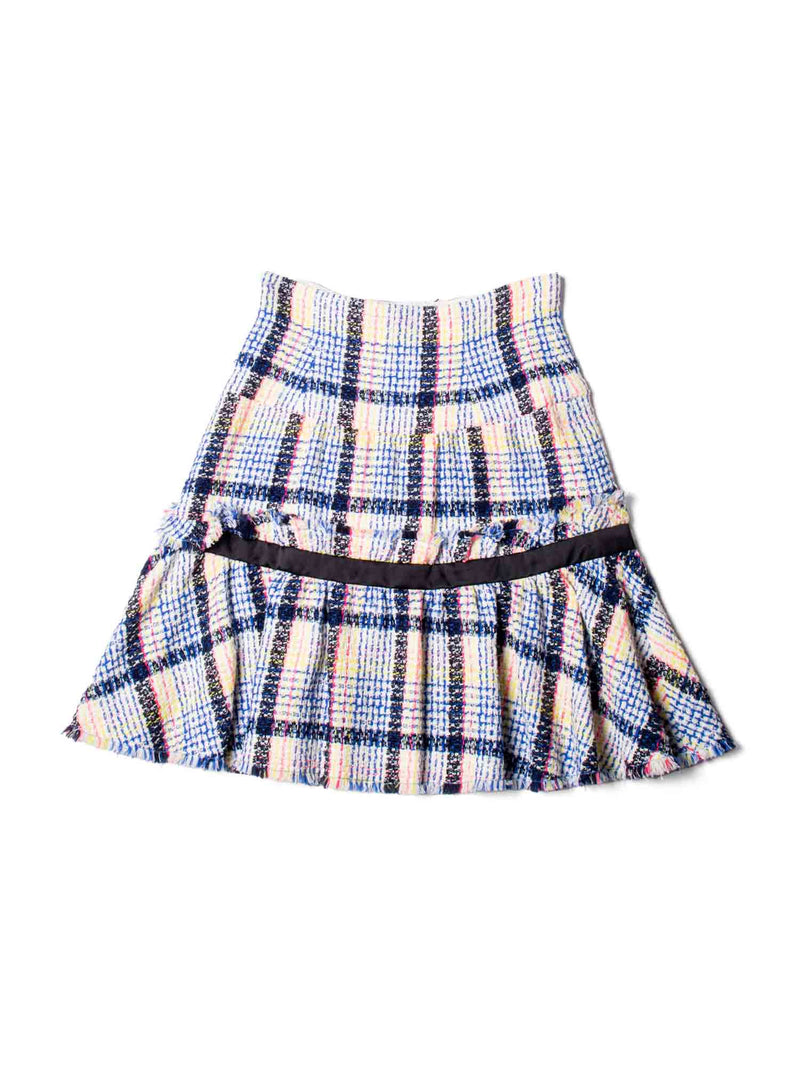 CHANEL Logo Fantasy Tweed Fringe High Waisted Skirt Multicolor-designer resale
