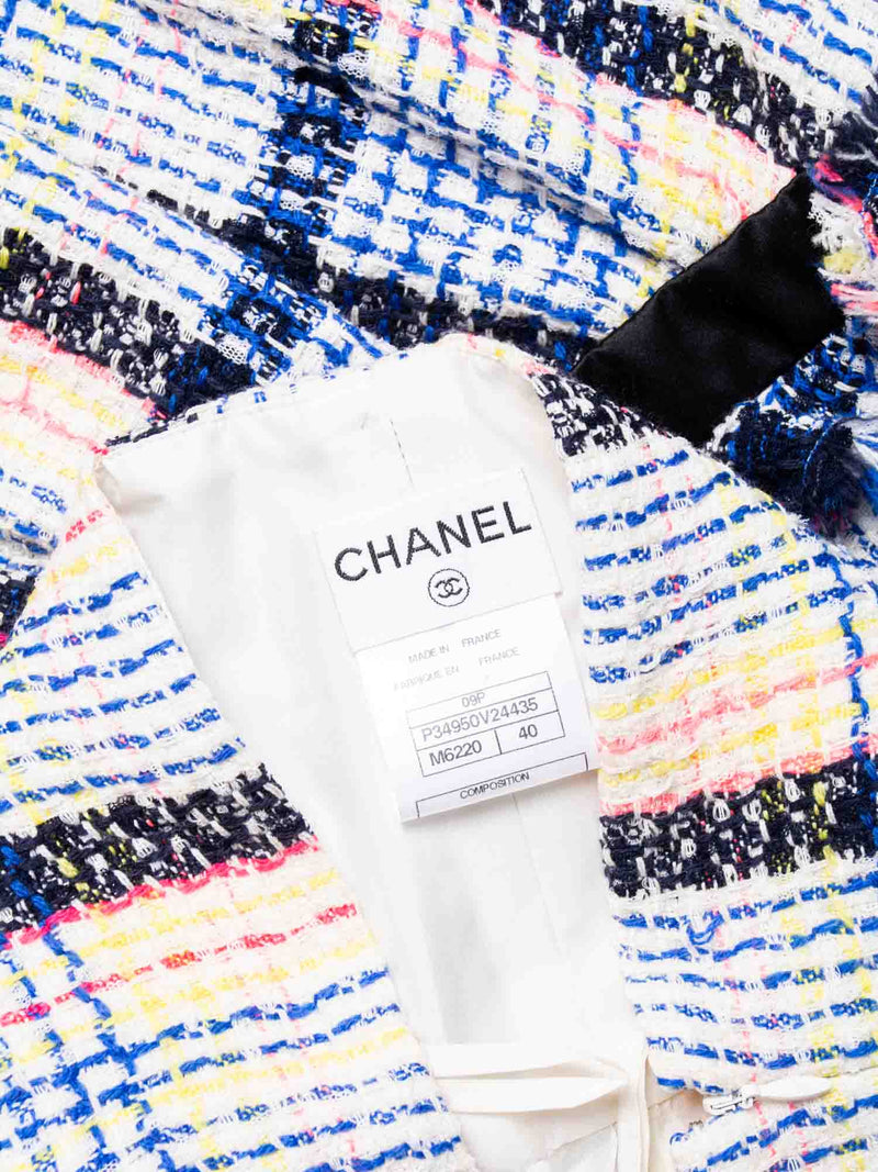 CHANEL Logo Fantasy Tweed Fringe High Waisted Skirt Multicolor-designer resale