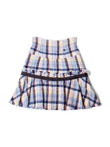 CHANEL Logo Fantasy Tweed Fringe High Waisted Skirt Multicolor-designer resale