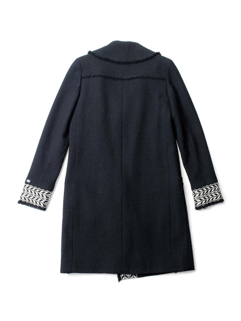 CHANEL Tweed Camellia Flower Open Jacket Black White-designer resale