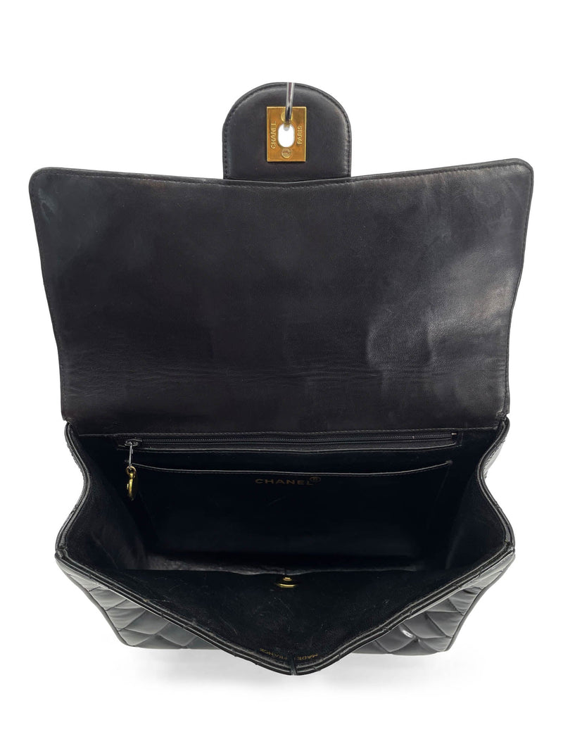 CHANEL Vintage 24k Gold CC Logo Patent Leather Backpack Black-designer resale