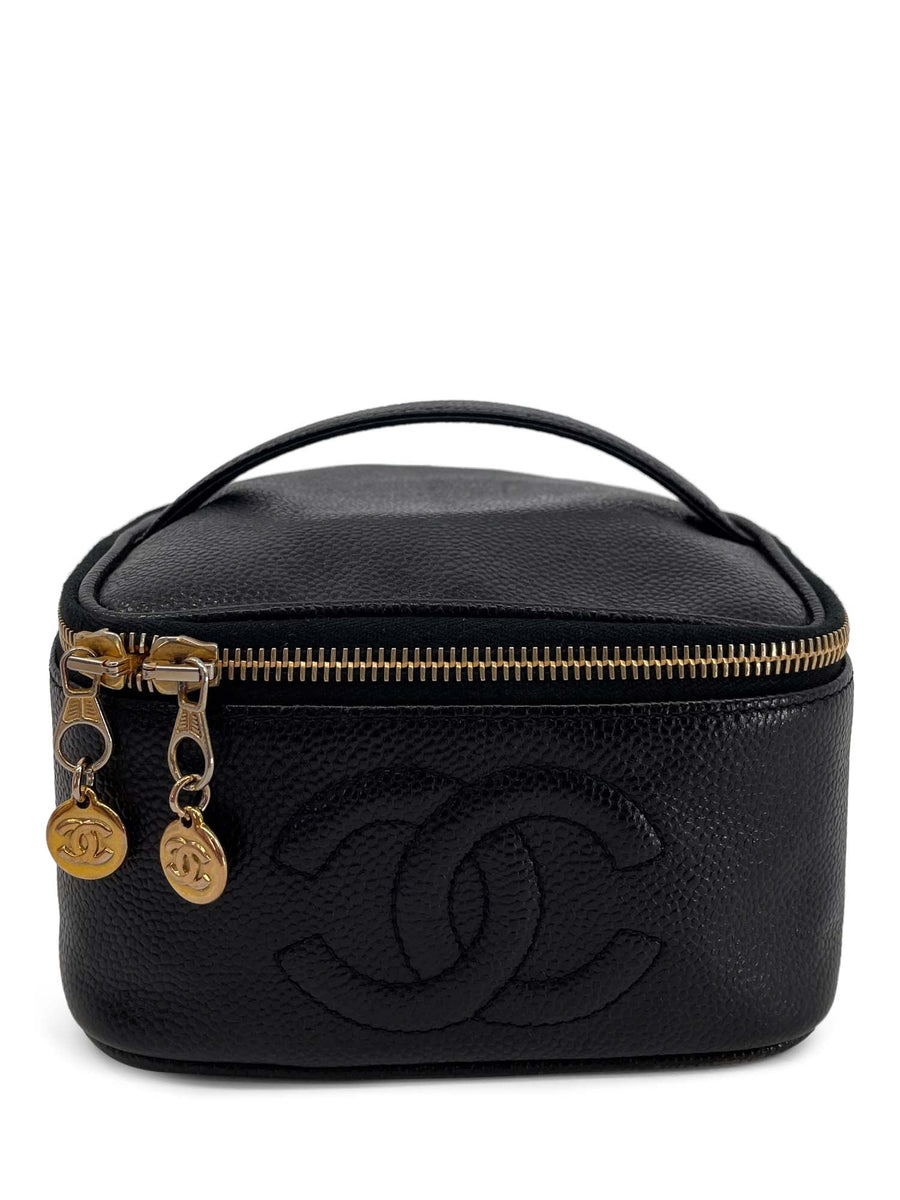 CHANEL Caviar Quilted Sweetheart Vanity Case Black 1272420