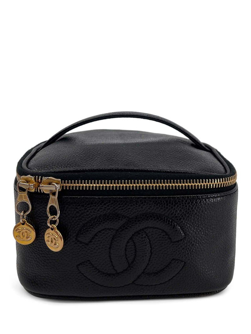 Chanel Black Caviar Leather Cosmetic Case at Jill's Consignment