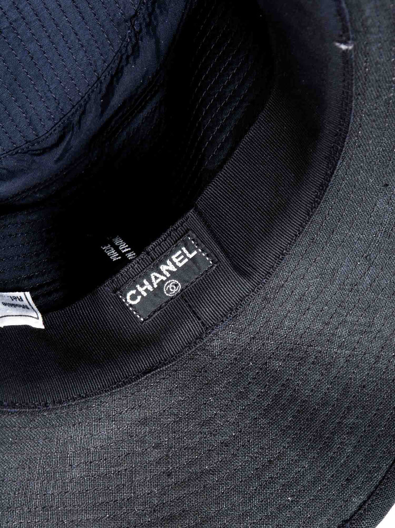 CHANEL Vintage Cotton Satin Bow Fedora Hat Black-designer resale