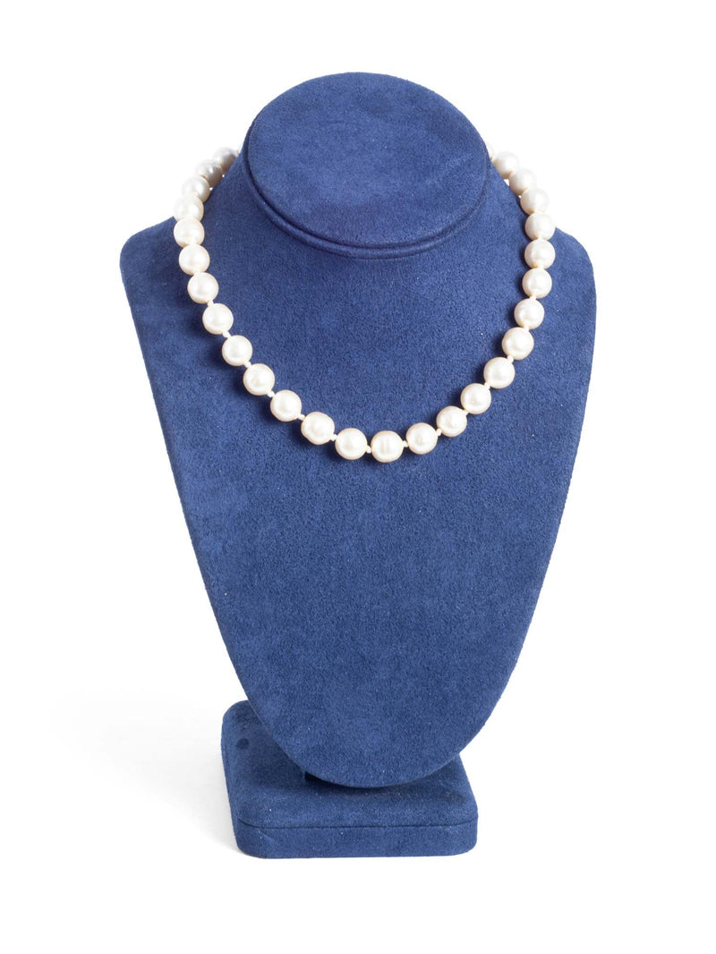 CHANEL Vintage Pearl Necklace Silver Red-designer resale