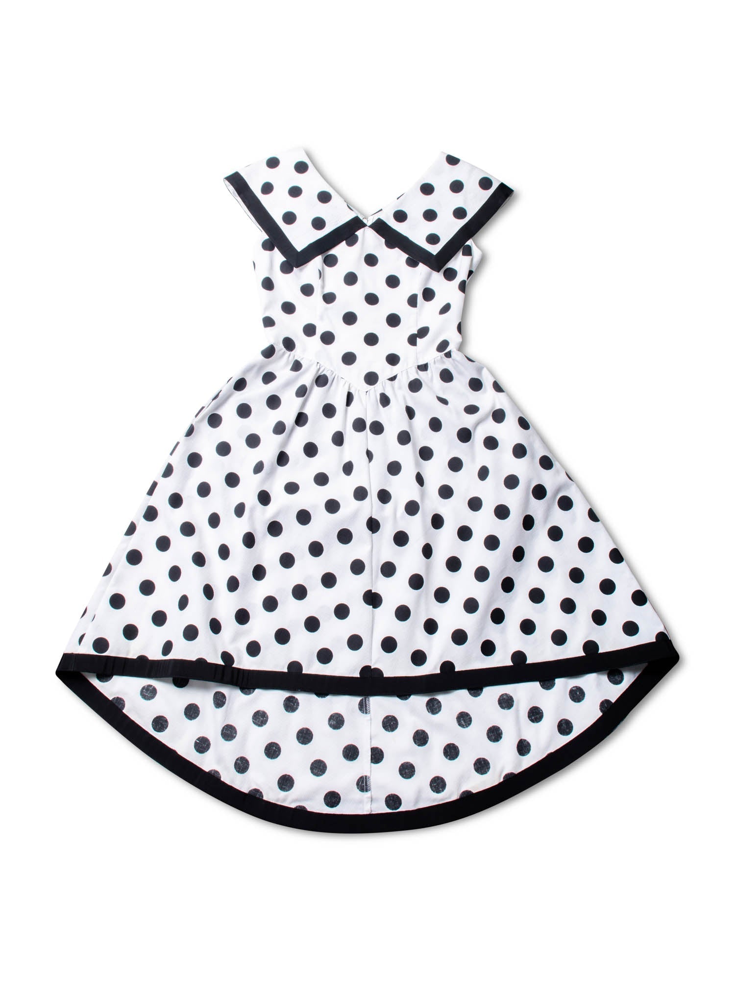 CODO Vintage Refashioned Cotton Polka Dot A-Line Dress Black White-designer resale