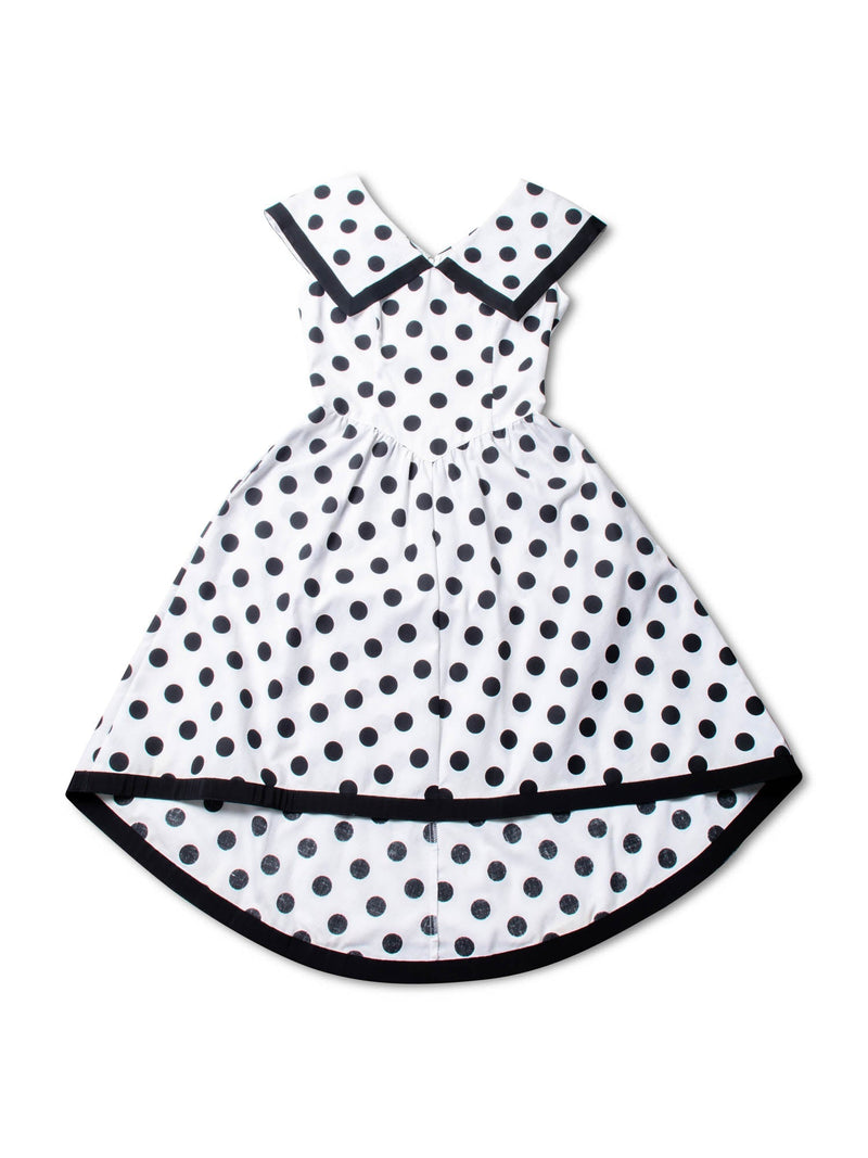 CODO Vintage Refashioned Cotton Polka Dot A-Line Dress Black White-designer resale