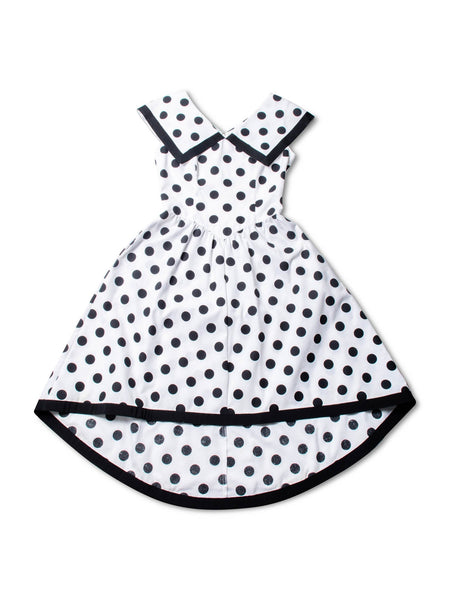 CODO Vintage Refashioned Cotton Polka Dot A-Line Dress Black White