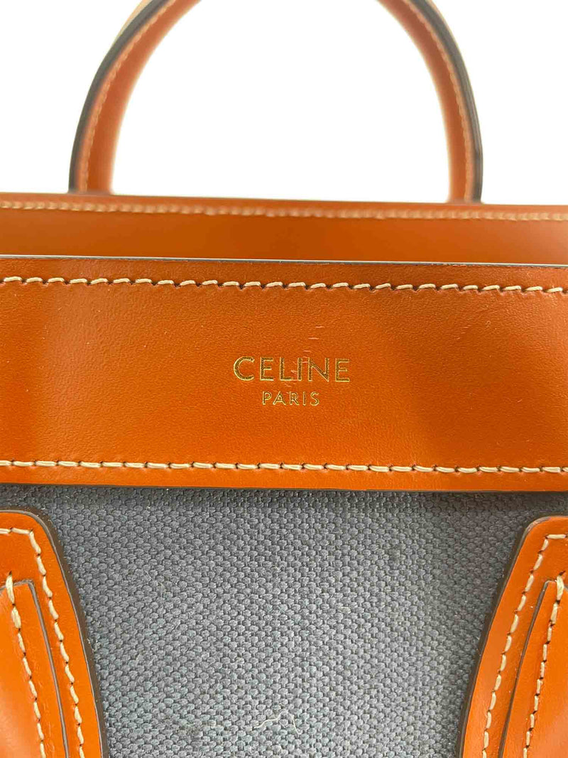 Celine Denim Leather Nano Luggage Bag Brown-designer resale