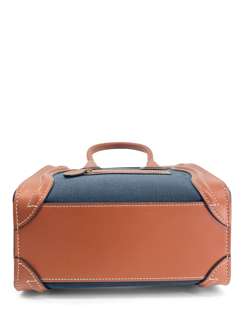 Celine Denim Leather Nano Luggage Bag Brown-designer resale