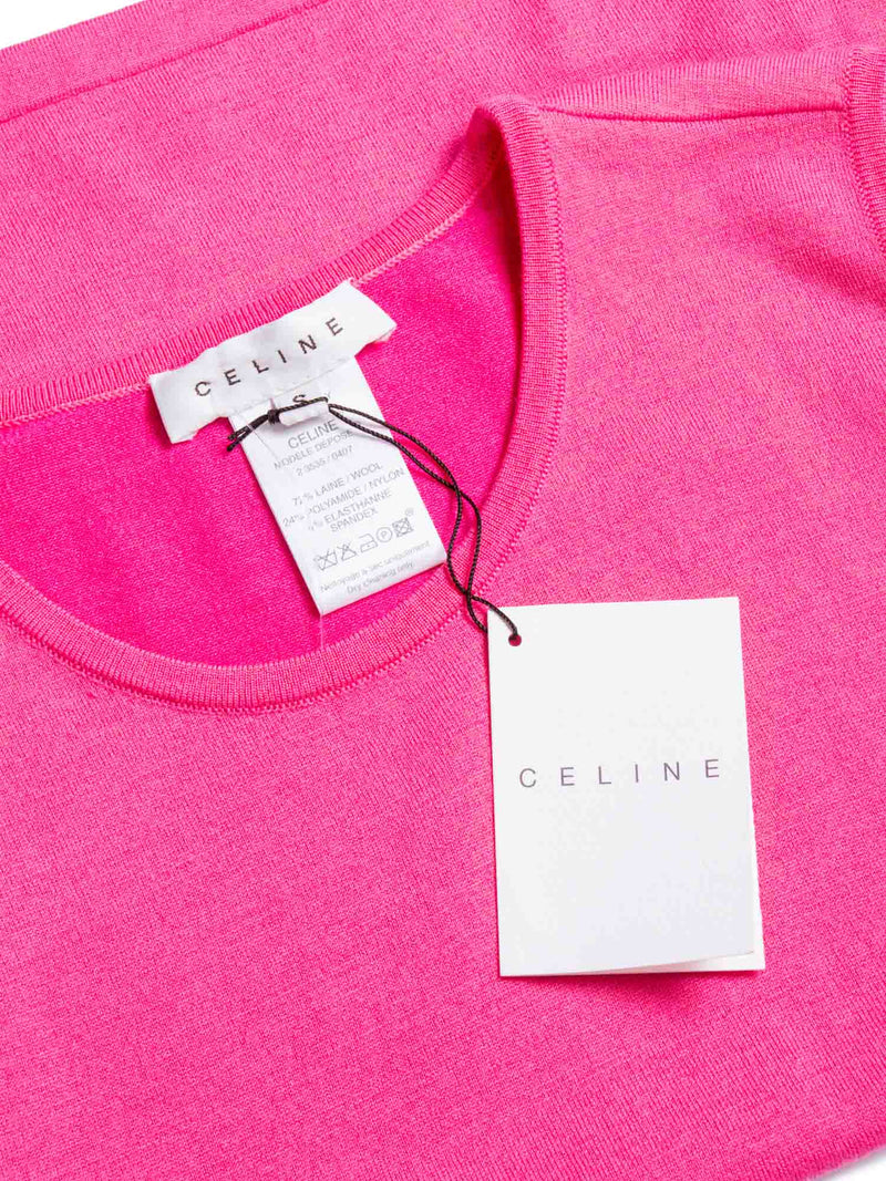 Celine Logo Wool Knitted Lace Up Top Pink-designer resale
