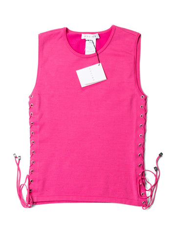 Celine Logo Wool Knitted Lace Up Top Pink-designer resale