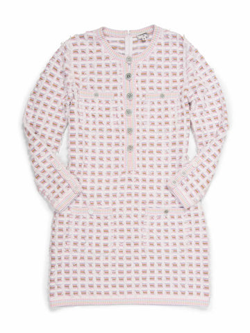 Chanel CC Logo Tweed Fringe La Pausa Mini Dress White Multicolor-designer resale