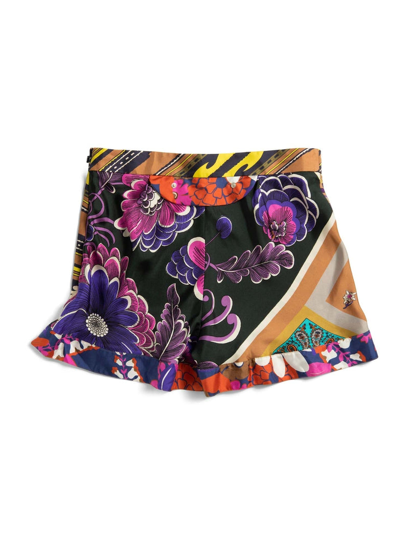 Chloe Silk Floral Equestrian Ruffled Shorts Belted Skirt Set Multicolor-designer resale
