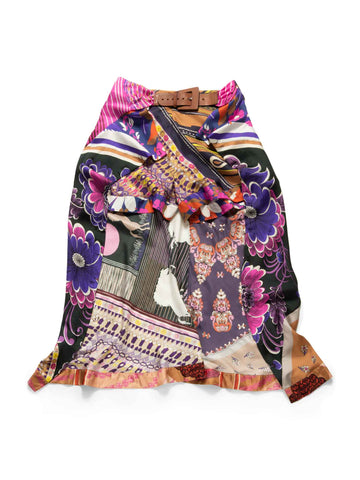 Chloe Silk Floral Equestrian Ruffled Shorts Belted Skirt Set Multicolor-designer resale