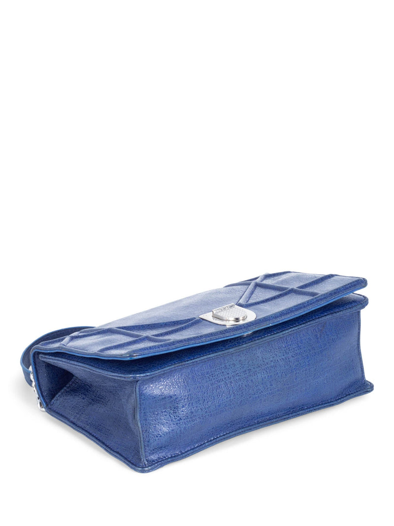 Christian Dior Embossed Leather Diorama Messenger Bag Blue-designer resale