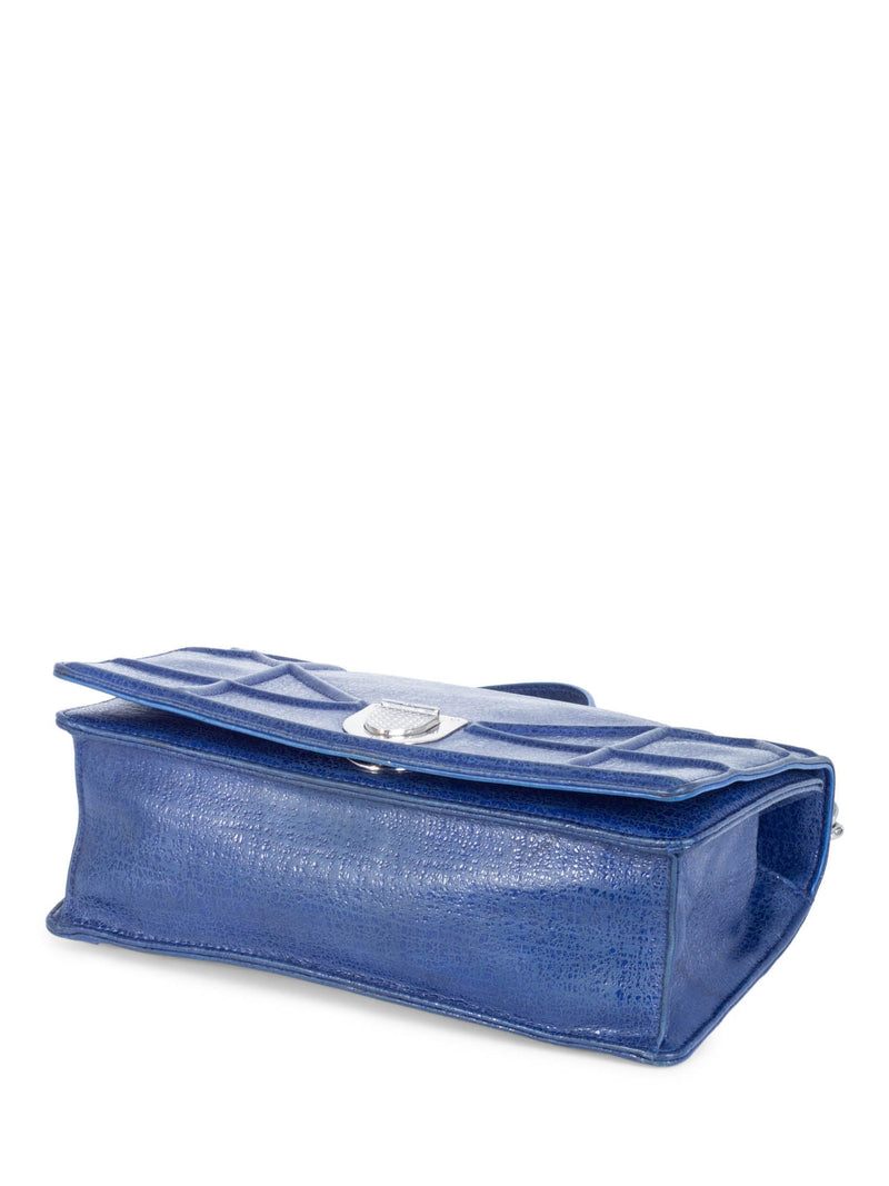 Christian Dior Embossed Leather Diorama Messenger Bag Blue-designer resale