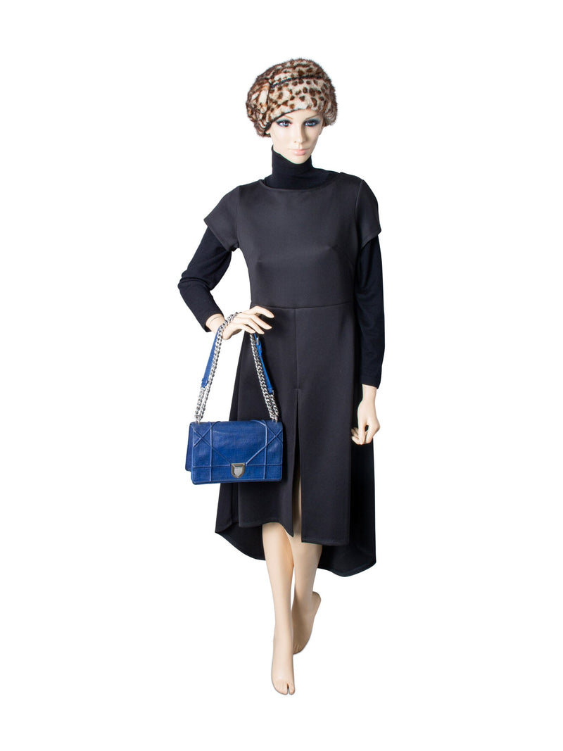 Christian Dior Embossed Leather Diorama Messenger Bag Blue-designer resale