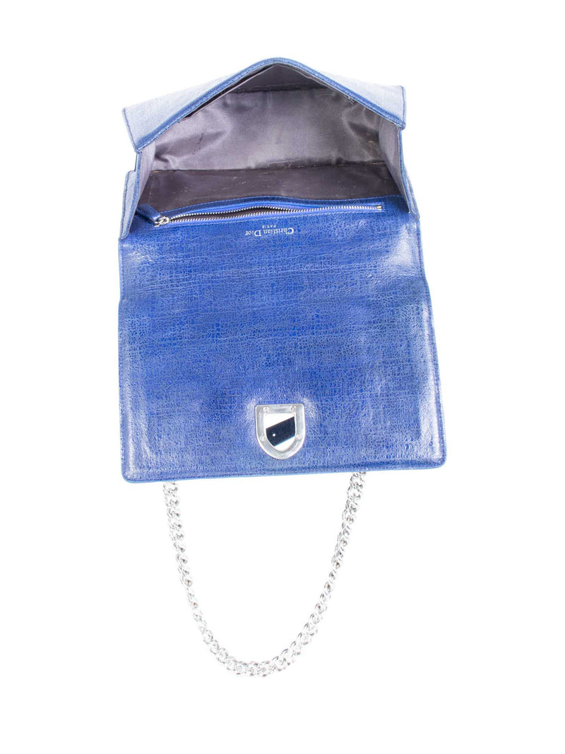 Christian Dior Embossed Leather Diorama Messenger Bag Blue-designer resale