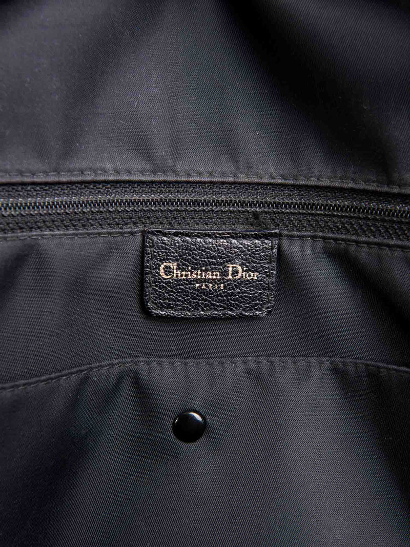 Christian Dior Leather Double Saddle Top Handle Bag Black-designer resale
