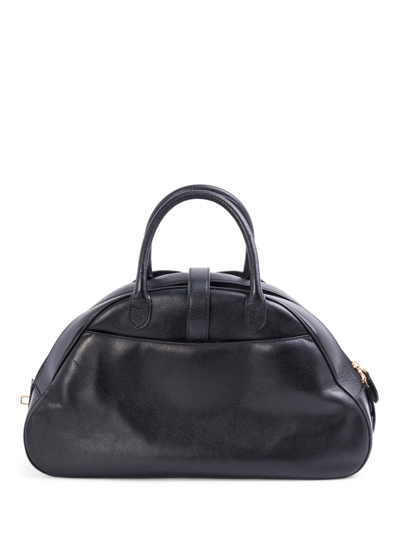 Christian Dior Leather Double Saddle Top Handle Bag Black-designer resale