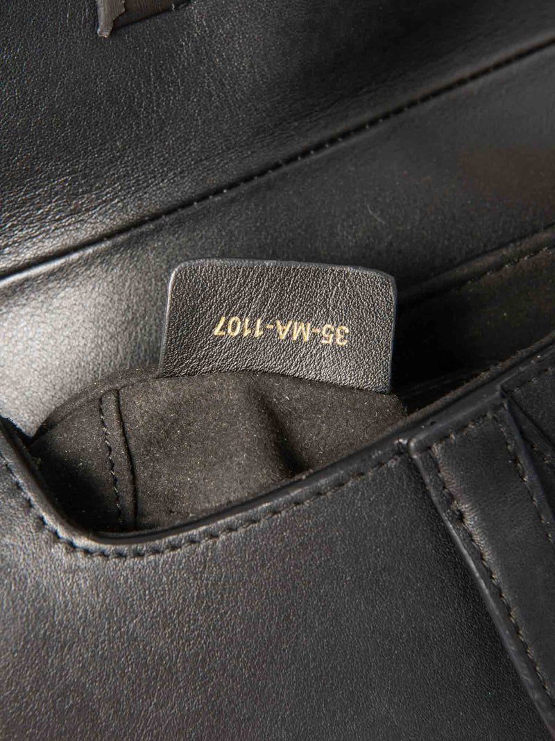 Christian Dior Logo Leather Mini Saddle Bag Black Gold-designer resale