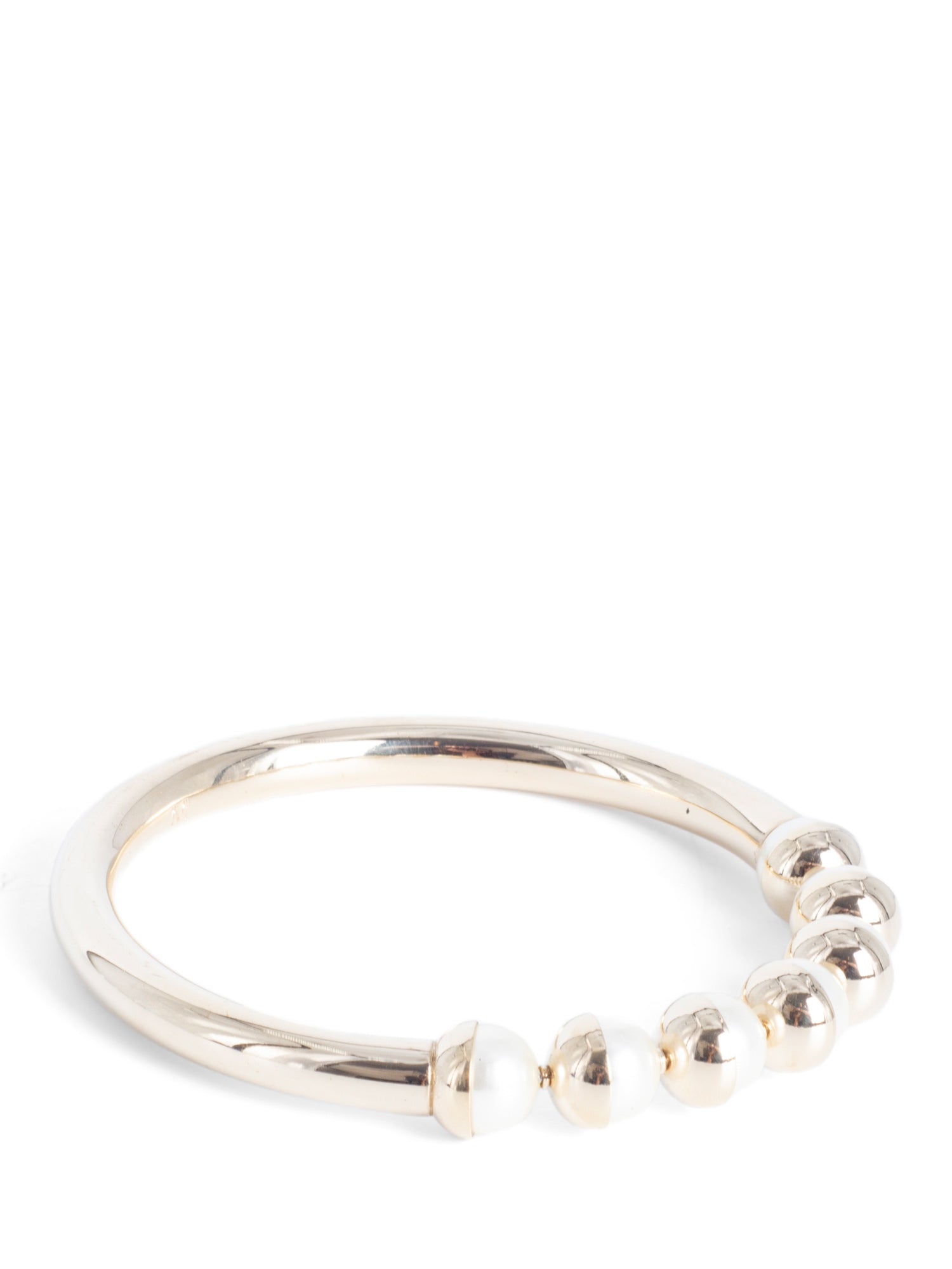 Christian Dior Logo Pearl Bangle Bracelet Gold White-designer resale