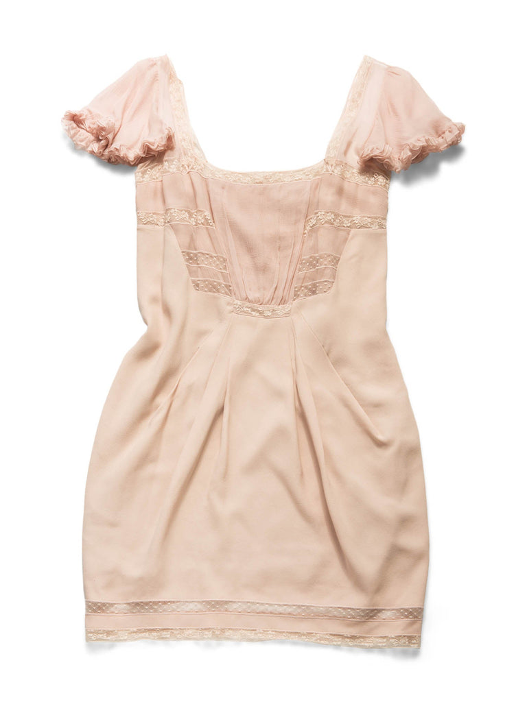 Christian Dior Silk Lace Mini Dress Blush Pink-designer resale