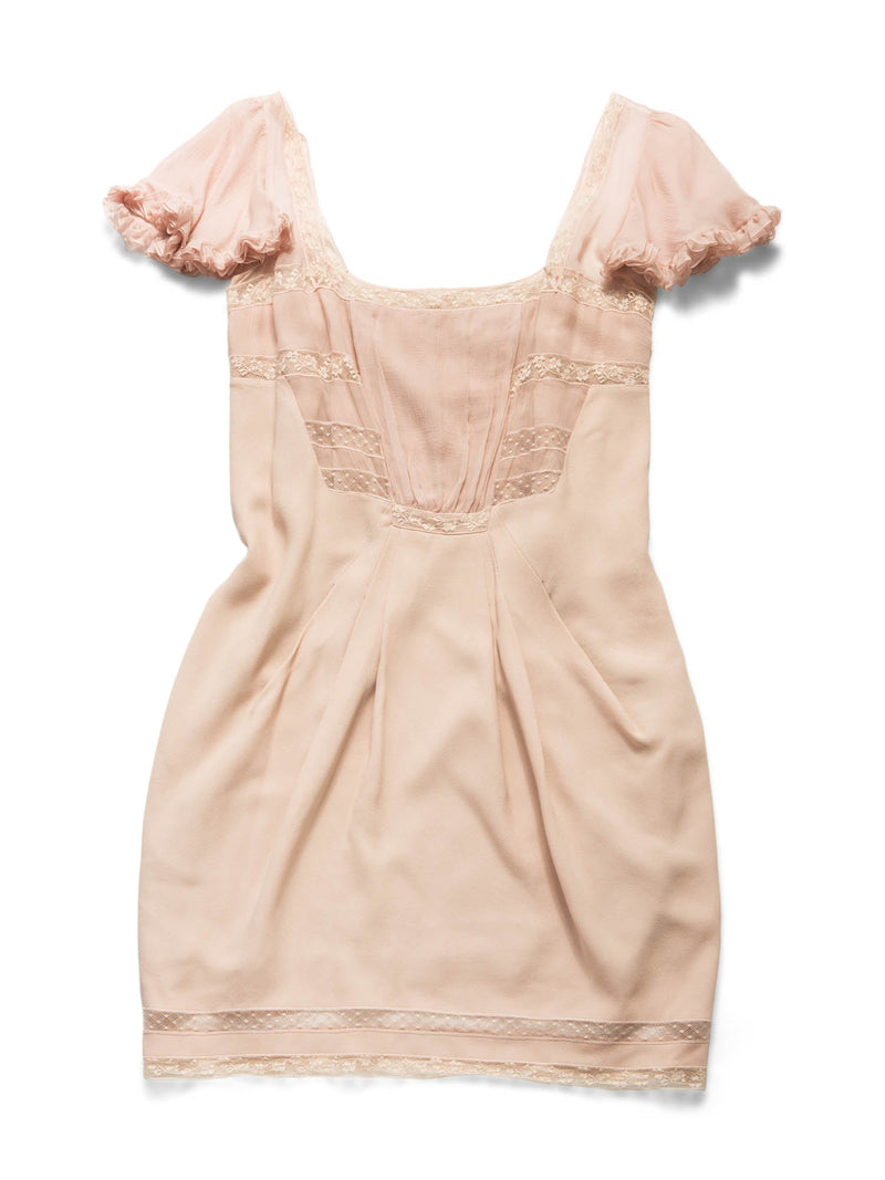 Christian Dior Silk Lace Mini Dress Blush Pink Christian Dior Silk Lace Mini Dress Blush Pink
