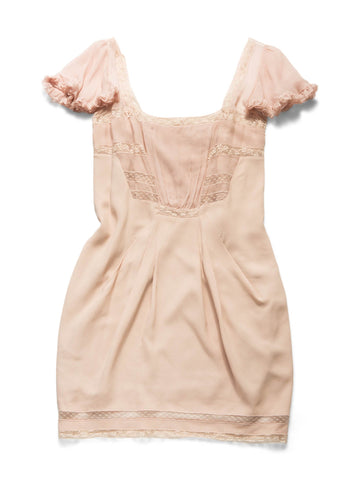 Christian Dior Silk Lace Mini Dress Blush Pink-designer resale
