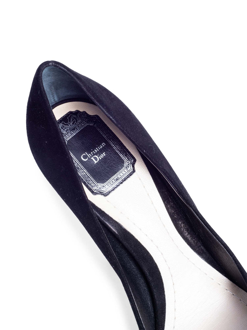 Christian Dior Suede Platform Peep Toe Ombre Heels Black-designer resale