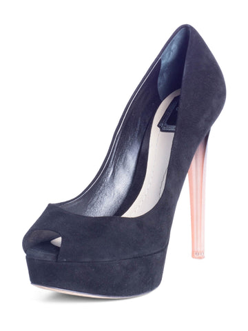 Christian Dior Suede Platform Peep Toe Ombre Heels Black-designer resale