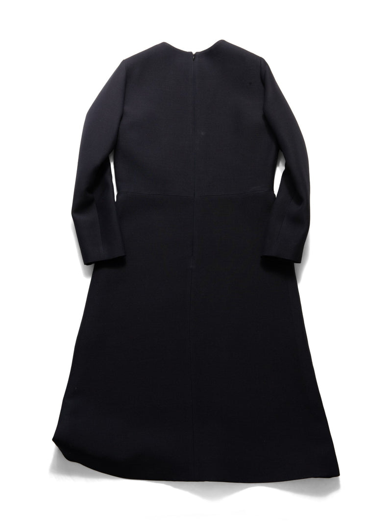 Christian Dior Wool Silk Midi Aline Dress Black-designer resale