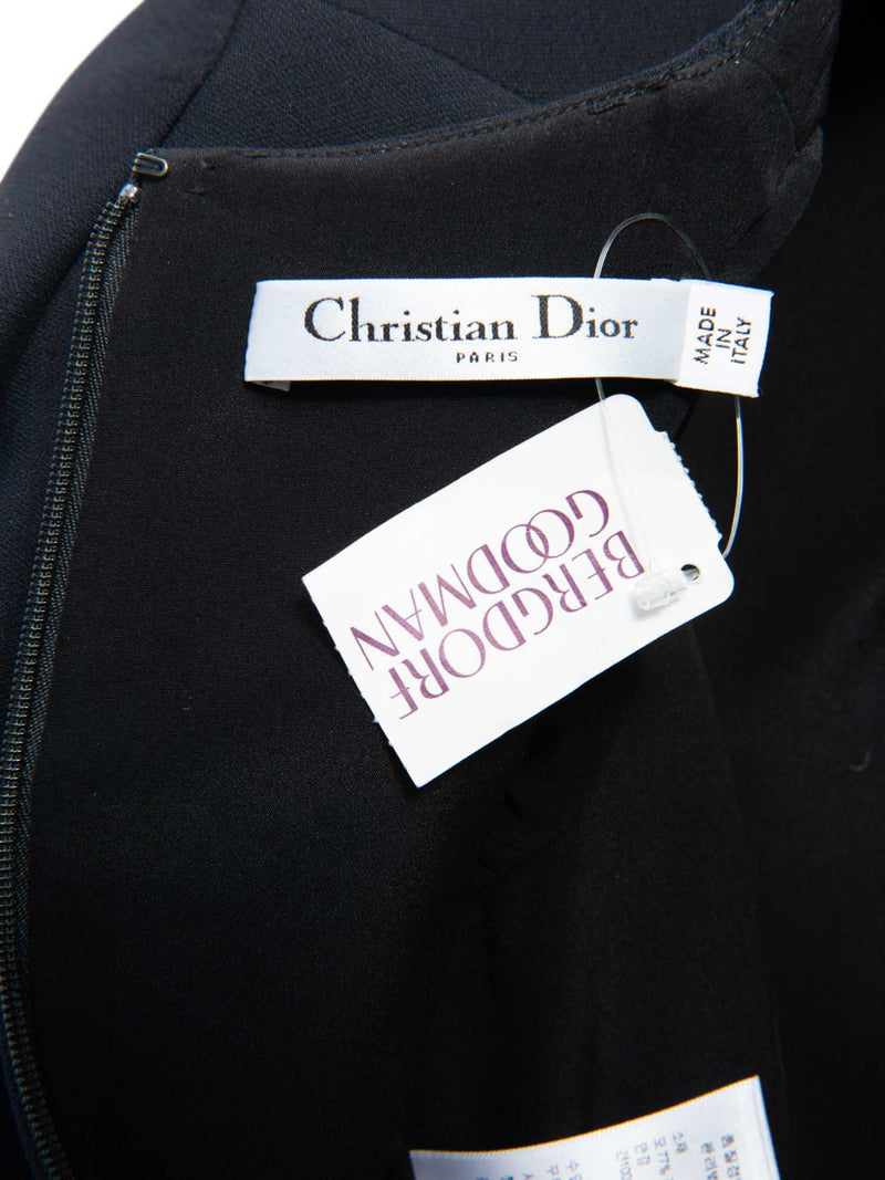 Christian Dior Wool Silk Midi Aline Dress Black-designer resale