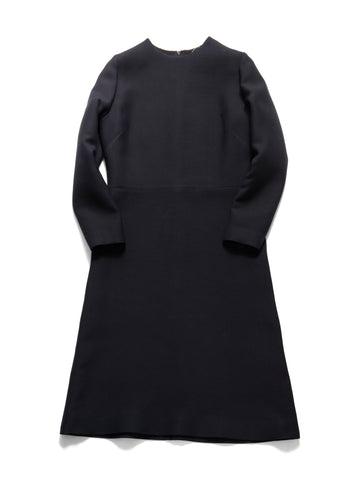 Christian Dior Wool Silk Midi Aline Dress Black-designer resale