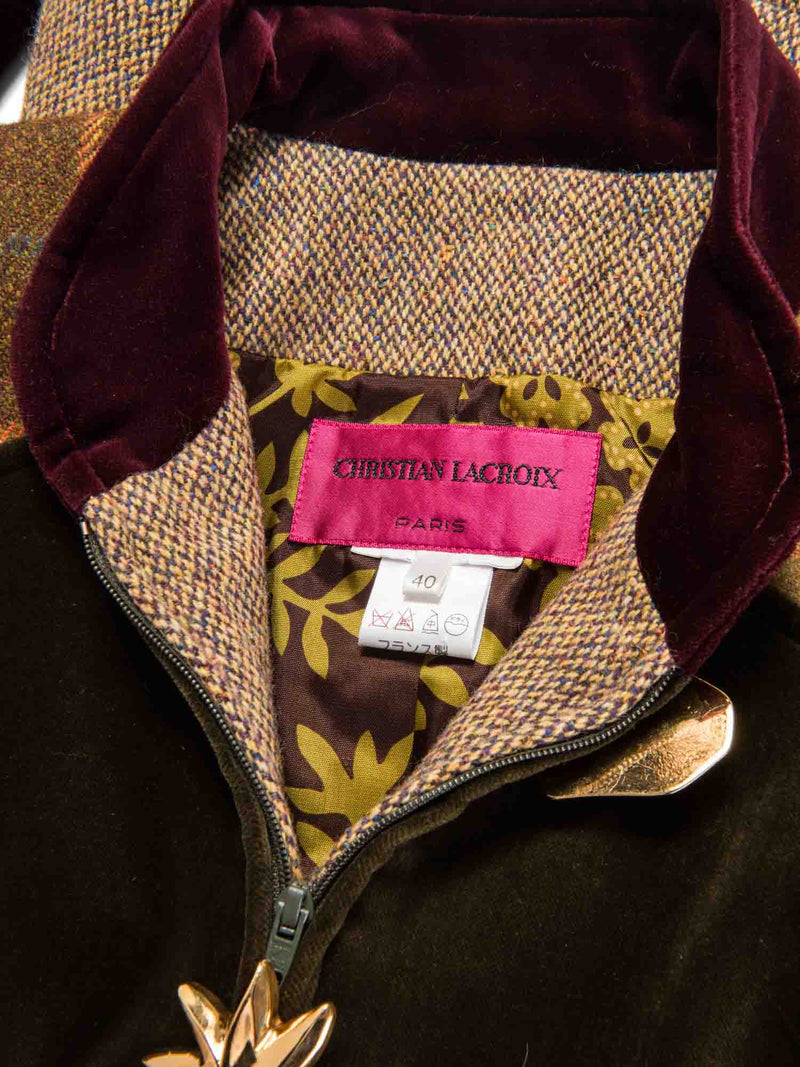 Christian Lacroix Wool Velour Plaid Patchwork Jacket Multicolor-designer resale